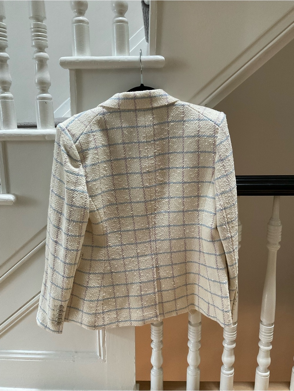 Veronica Beard Cream Miller Windowpane Double Breasted Dickey Jacket - Picture 3 of 5